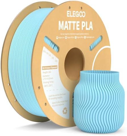 ELEGOO Matte PLA Filament Ice Blue 1KG, 1.75mm 3D Printer Filament Dimensional Accuracy +/- 0.02mm, 1kg Carboard Spool (2.2lbs) for Most FDM 3D Printers