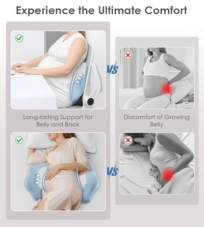 Pregnancy Pillows for Sleeping, Memory Foam Maternity Pillow Support for Back Belly HIPS, Adjustable Travel Wedge Pillow for Pregnant Women, Side Spleeping Pregnant Pillows with Cooling Pillowcase