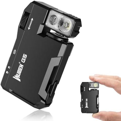 WUBEN G5 Rechargeable EDC Flashlight, 400 Lumens Dual Light Sources Mini Flashlight with RGB Light, Portable Flat Pocket Flashlights, Magnetic Keychain Flashlight for Outdoor Home Emergencies (Black)