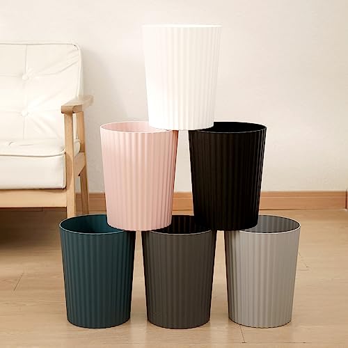 JiatuA Small Trash Can Plastic Wastebasket Round Garbage Container Bin for Bathroom, Kitchen, Bedroom, Home Office, College Dorm, Grey 2 Pack
