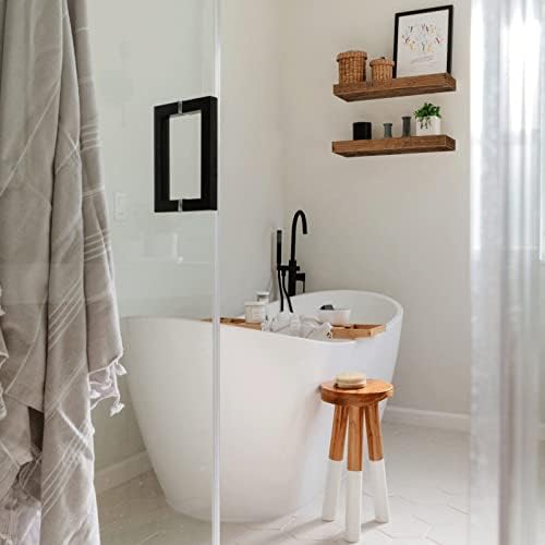 QEEIG Bathroom Floating Shelves for Wall Mounted Shelf Over Toilet Farmhouse Home Decor Display Shelving Small 16 inch Set of 2, Rustic Brown (008-40BN)