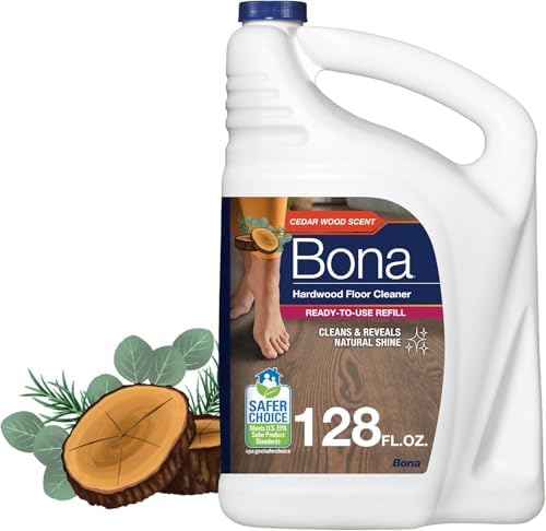 Bona Hardwood Floor Cleaner Refill - 128 fl oz - Cedar Wood Scent - Residue-Free Floor Cleaning Solution Spray Mop and Spray Bottle Refill - For Wood Floors