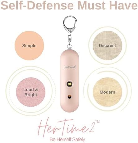 Personal Safety Alarm – Travel Safe Waterproof – Gift for Women College Girls – Self Defense Keychain – Extra Loud Siren – Strobe Light – Cute Key Chains Protection (Rose Gold)