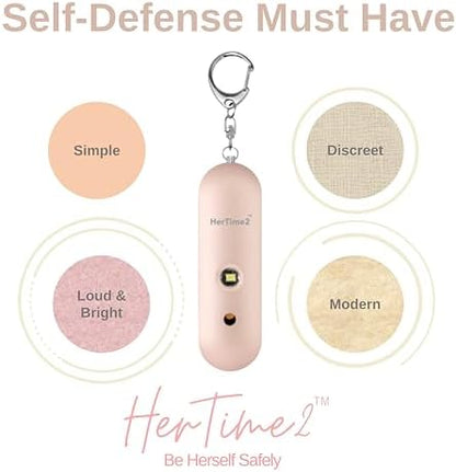 Personal Safety Alarm – Travel Safe Waterproof – Gift for Women College Girls – Self Defense Keychain – Extra Loud Siren – Strobe Light – Cute Key Chains Protection (Rose Gold)