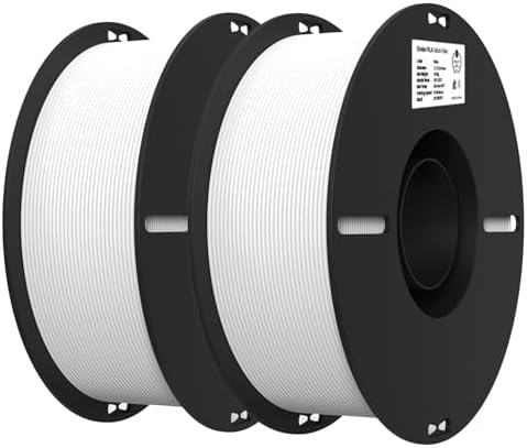 Creality 3D Printer Filament, PLA Filament 1.75mm Bundle 2Kg for 3D Printing, Ender PLA Filament No-Tangling, Strong Bonding & Overhang Performance, Accuracy +/- 0.02mm (White & White 2-Pack)