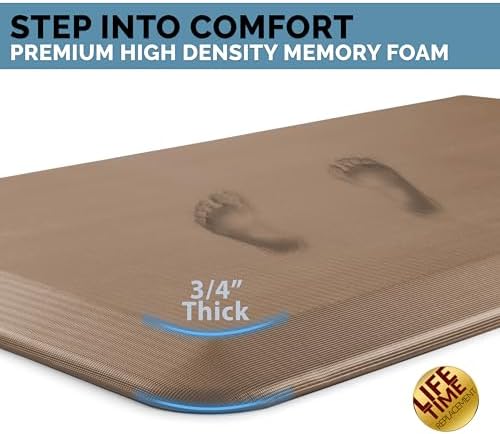 ComfiLife Anti Fatigue Floor Mat – 3/4 Inch Thick Kitchen Mats for Floor, Standing Desk Mat, Kitchen Rug – Comfort at Home, Office – Durable – Stain Resistant – Non-Slip Bottom (20" x 39", Beige)