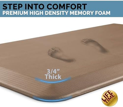 ComfiLife Anti Fatigue Floor Mat – 3/4 Inch Thick Kitchen Mats for Floor, Standing Desk Mat, Kitchen Rug – Comfort at Home, Office – Durable – Stain Resistant – Non-Slip Bottom (20" x 39", Beige)