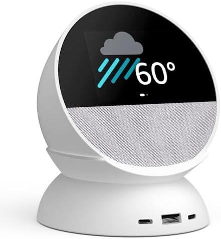 Made for Amazon Stand with USB-C and USB-A Charging Ports for Echo Spot (2024 Release)