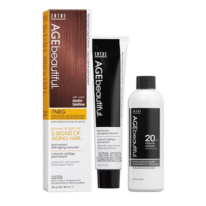 AGE beautiful Permanent Hair Color Dye Liqui Creme | 100% Gray Coverage | Anti-Aging Haircolor | Biotin for Thicker, Fuller Hair | Professional Salon Coloring