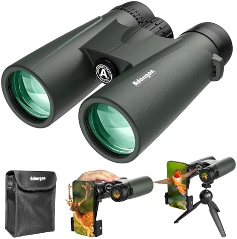 Adorrgon 15x45 HD Binoculars for Adults High Powered with Phone Adapter, Tripod and Tripod Adapter - Large View Binoculars with Clear Low Light Vision for Bird Watching Cruise Travel
