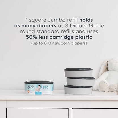 The Diaper Genie Jumbo Square Refill, with Continuous Film, can Hold up to 810 Newborn-Sized Diapers per Refill. (Pack of 2)