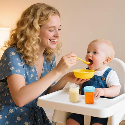 DRKIO 6 Pack Glass Baby Food Storage Containers - 8 Oz Baby Food Jars with Lids Baby Food Maker Microwave Dishwasher Freezer Safe 100% Leak Proof BPA Free Reusable