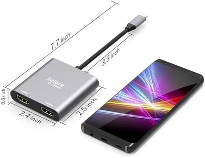 Selore&S-Global USB C to Dual HDMI Adapter 4K @60hz, Type C to HDMI Converter for MacBook Pro Air 2020/2019/2018,LenovoYoga 920/Thinkpad T480,Dell XPS 13/15/17,etc