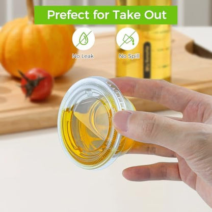 360 Set 3.25 oz Jello Shot Cups with Lids, Sturdy & Food Safe Disposable Plastic Portion Condiment Dipping Sauce Cups, Small Containers for Salad Dressing