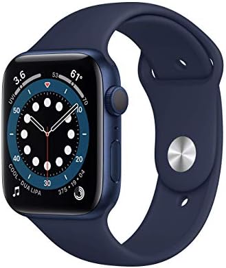 Apple Watch Series 6 (GPS, 44mm) - Blue Aluminum Case with Deep Navy Sport Band (Renewed)
