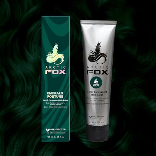 Arctic Fox Semi-Permanent Hair Color Dye, Emerald Fortune, Vibrant Teal Green, Vegan & Cruelty-Free, Ammonia-Free, Hydrating Formula, For All Hair Types, 5.6 Fl Oz (Pack of 2)