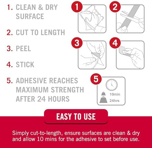 VELCRO Brand - Sticky Back Hook and Loop Fasteners – Peel and Stick Permanent Adhesive Tape Keeps Classrooms, Home, and Offices Organized – Cut-to-Length Roll | 30 ft x 3/4 in Tape | White