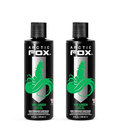 Arctic Fox Semi-Permanent Hair Dye, Vegan & Cruelty-Free, Ammonia-Free, Conditioning, Vibrant Iris Green, For All Hair Types, 8 Fl Oz (Pack of 2)