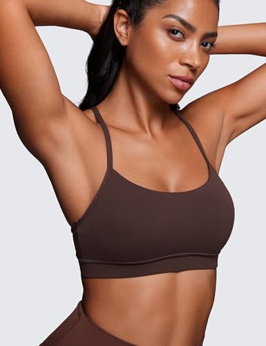 CRZ YOGA Butterluxe Womens Y Back Sports Bra - Padded Racerback Low Impact Spaghetti Thin Strap Workout Yoga Top