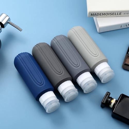 Travel Bottles for Toiletries, Large 6oz Oversize Containers, BPA Free Leak Proof Tubs Refillable Liquid Traveler Accessories with Toiletry Bag for Cometic Shampoo and Lotion Soap (4 Pack)