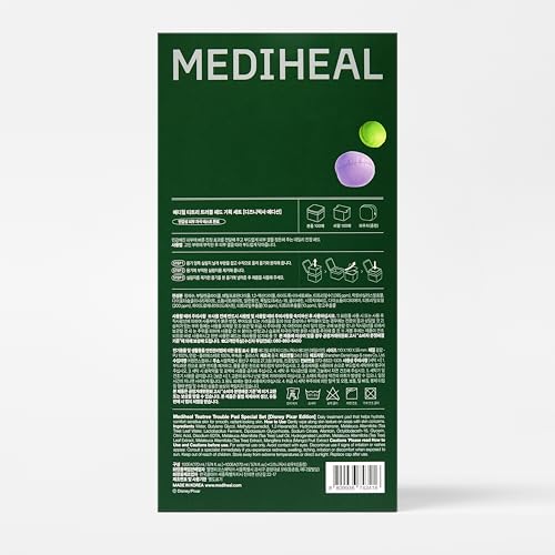 MEDIHEAL Teatree Trouble Toner Pads [Disney Pixar Edition] - Lactobacillus Sensitive Acne Prone Skin - Vegan Face Gauze, Full Size 100 + Refill 100 (200 Pads)