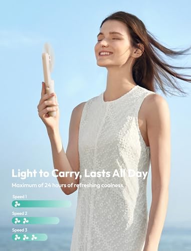 Aecooly Slim Portable Fan 2 Pack, Thin Handheld Fan, USB Rechargeable Mini Personal [24H Max Cooling Time], Battery Powered Small Foldable Pocket for Travel, Summer, Gifts for Women -Beige