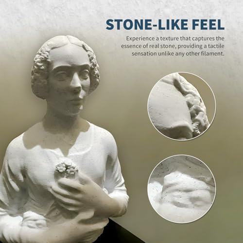 OVERTURE Rock PLA Filament 1.75mm, Marble PLA 3D Printer Filament 1kg Spool (2.2lbs), Dimensional Accuracy +/- 0.02 mm, Fit Most FDM Printer (Rock White)