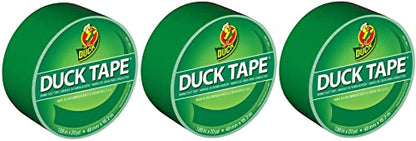 Duck Brand 1304968 Color Duct Tape, Green, 1.88 Inches x 20 Yards Each Roll, 3 Rolls