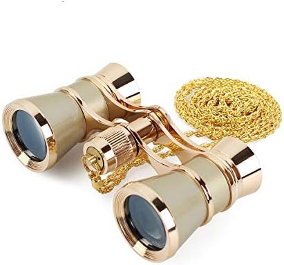 Aomekie Opera Glasses Binoculars 3X25 Theater Glasses Mini Binocular Compact with Chain for Adults Women in Musical Concert（Gold）