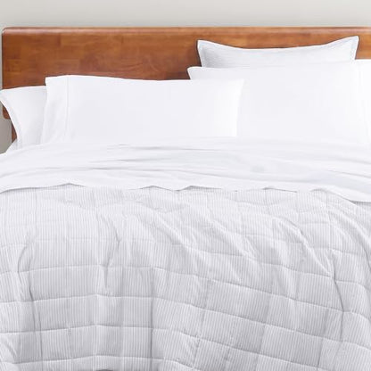 LANE LINEN Eco Friendly 100% Organic Cotton Queen Sheet Set, Soft & Comfy Fully Elasticized 15" Deep Pocket Bed Sheets, Low Pill Naturally Cooling Machine Wash Sábanas Queen- White Bed Sheets