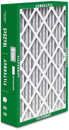 Filterbuy 16x25x5 Air Filter MERV 8 Dust Defense (2-Pack), Pleated HVAC AC Furnace Air Filters for Honeywell FC100A1029, Lennox X6670, Carrier, & More (Actual Size: 15.75 x 24.75 x 4.38 Inches)