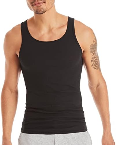 Hanes Top Undershirt Pack, 6-Pack, Moisture-Wicking Cotton Ribbed Tanks for Men