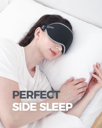 MZOO Luxury Sleep Mask for Back, Side Sleeper, Complete Light Blocking Sleeping Eye Mask Night Blindfold, 3D Zero Pressure & Spacious for Lash Extensions, Breathable Soft Eye Cover Flight Nap Travel