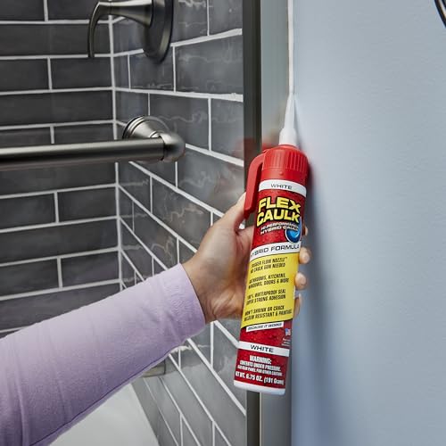 Flex Caulk, Waterproof & Weatherproof Hybrid Polymer Sealant, Strong, Paintable, Indoor, Outdoor, Bath, Shower, Sink, Window, Baseboards, Door, RV, Roof, Wood, Auto & Marine, Clear, 6.6 oz, 2-Pack