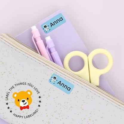 – Personalized Name Labels for Kids (180) – Waterproof & Durable Stickers for Clothing, School & Daycare Items - Space