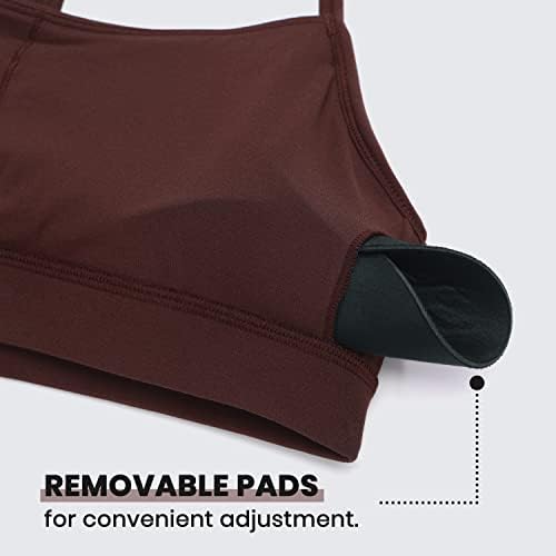 CRZ YOGA Butterluxe Womens Y Back Sports Bra - Padded Racerback Low Impact Spaghetti Thin Strap Workout Yoga Top