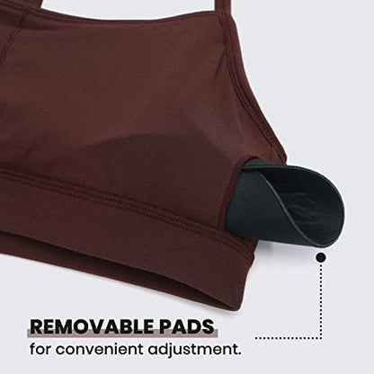 CRZ YOGA Butterluxe Womens Y Back Sports Bra - Padded Racerback Low Impact Spaghetti Thin Strap Workout Yoga Top