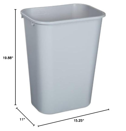 Rubbermaid Commercial Products Deskside Wastebasket/Trash Can, 10.25-Gallon/41-Quart, Gray, Plastic, Garbage Can for Home/Office, Fits Under Desk/Sink/Cabinet, Pack of 12
