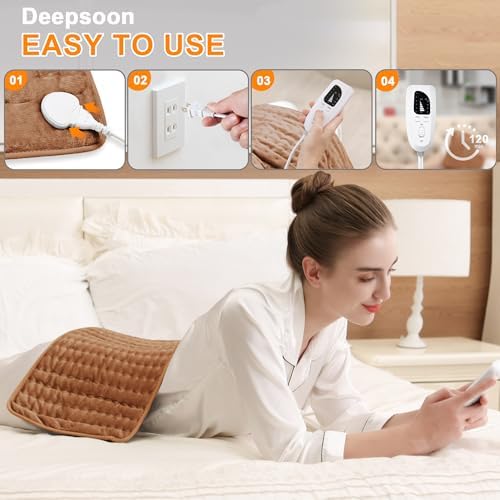 Heating Pad-Electric Heating Pads for Back,Neck,Abdomen,Moist Heated Pad for Shoulder,Knee,Hot Pad for Arms and Legs,Dry&Moist Heat & Auto Shut Off(Brown, 12''×24'')