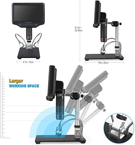 Andonstar AD407 3D HDMI Soldering Digital Microscope with 4MP UHD and 7 inch Adjustable LCD Screen USB Video Microscopes for Phone Repairing SMT SMD DIY