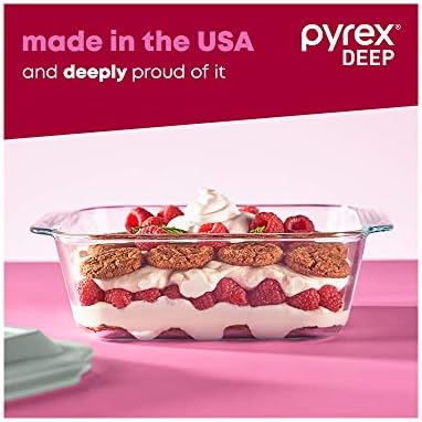 Pyrex Deep 3-Pack Glass Baking Dish Set (9"x13", 7"x11", 8"x8") With BPA-Free Lids, Rectangular Glass Bakeware, Dishwasher, Microwave, Freezer & Pre-Heated Oven Safe