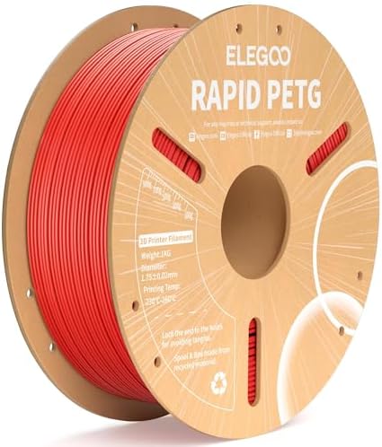 ELEGOO Rapid PETG Filament 1.75mm Red 1KG, High Speed 30-600mm/s 3D Printer Filament Dimensional Accuracy +/- 0.02 mm, 1kg Cardboard Spool(2.2lbs) Fits for Most FDM 3D Printers