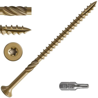 #10 * 3-1/2" Deck Screws, (117pcs) 2 lbs.Exterior Wood Screws, Rust Resistant epoxy Coated, Bronze, T25 Star Bit
