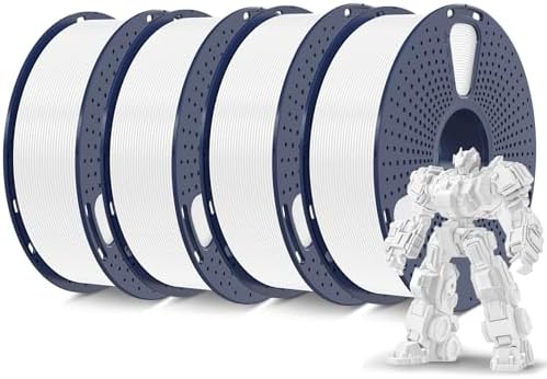 SUNLU 4KG 3D Printer Filament PLA Plus 1.75mm, Neatly Wound PLA Filament 1.75mm PRO, PLA+ Filament for Most FDM 3D Printer, 1kg Spool, 4 Packs, White