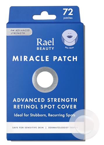 Rael Pimple Patches, Miracle Retinol Spot Cover - Hydrocolloid Acne Patch for Face, Absorbing Zits & Blemishes, PM Advanced Treatment, Facial Sticker (72 Count)