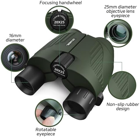 20X25 Small Binoculars for Adults and Kids, Large Eyepiece Binoculars for Bird Watching Easy Focus, Pocket High Powered Opera Glasses for Concert, Cruise Ship, Travel Must Have