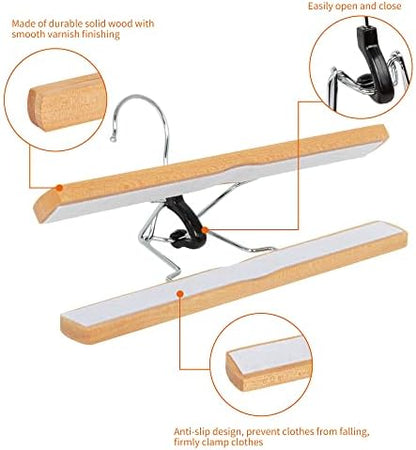 Amazon Basics Wooden Pants Hangers - Natural, 20-Pack