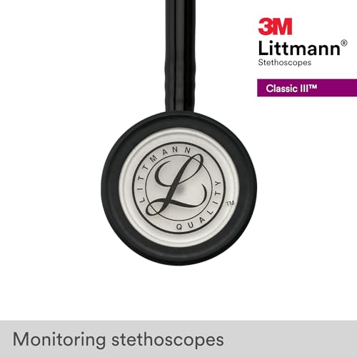 3M Littmann Classic III Monitoring Stethoscope, 5620, More Than 2X as Loud, Weighs Less, Stainless Steel Chestpiece, 27" Black Tube