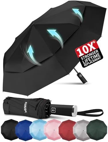 Seniny Windproof Travel Umbrella, Automatic Umbrellas for Rain, Portable & Compact Umbrellas for Backpack, Strong UV for Protection, Folding Small Sun Umbrella for Car, Walking