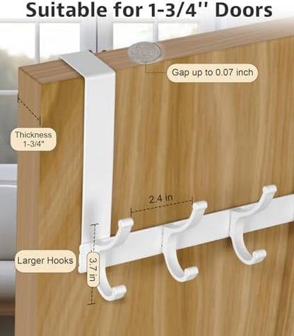 Over The Door Hooks, Door Hanger Hooks for Hanging, Over The Door Towel Racks for Bathroom, Coat Rack Door Towel Hanger Towel Hooks (2Pack, White)